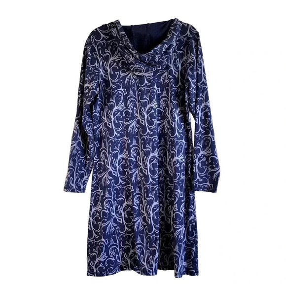 Cabela's Women's L Reg Dress Blue Knee Length Long Sleeves  with Hoodie - Picture 2 of 12